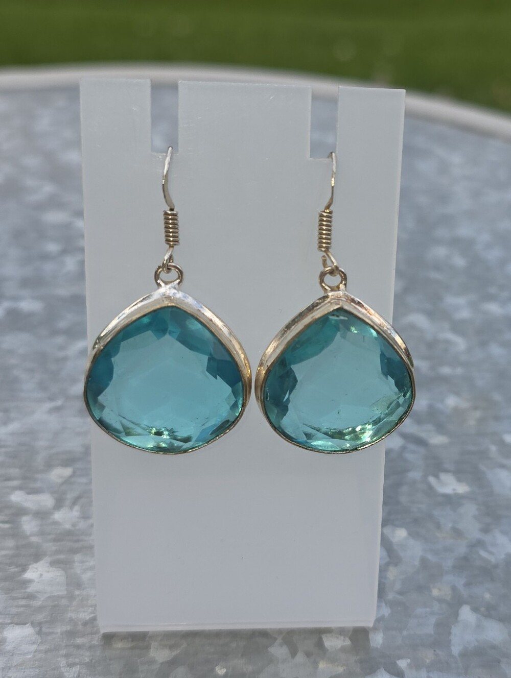 Blue Topaz Faceted Earrings In 925 Sterling Silver (1.75")